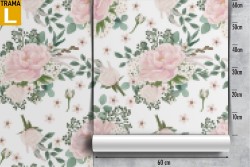 Carta da Parati fiori rosa natura vintage.