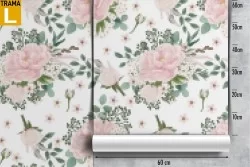 Carta da Parati fiori rosa natura vintage.