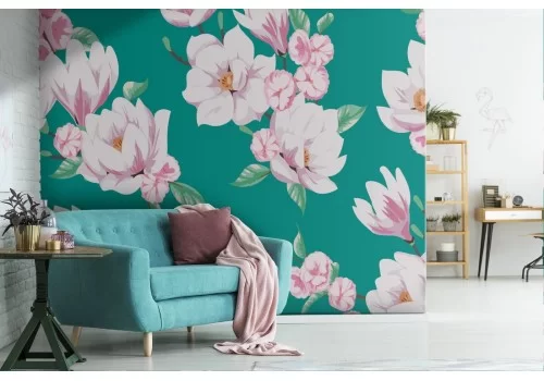 Carta da Parati fiori rosa natura vintage.