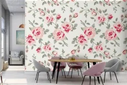 Vintage nature pink flowers wallpaper.