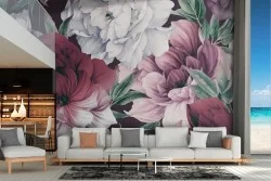 Carta da Parati rose fiori natura dipinto raffinato