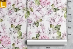 Carta da Parati fiori rosa natura vintage.