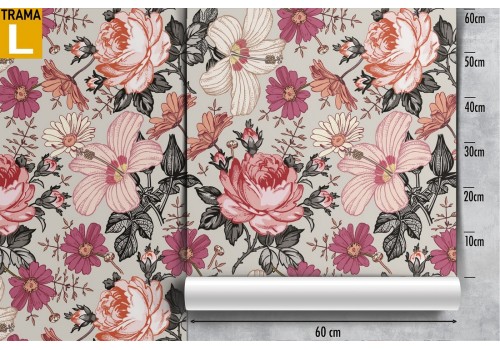 Vintage nature pink flowers wallpaper. 2