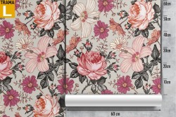 Vintage nature pink flowers wallpaper.