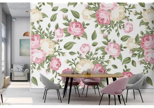 Pink flowers vintage nature wallpaper.317