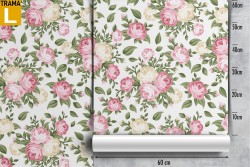 Carta da Parati fiori rosa natura vintage.