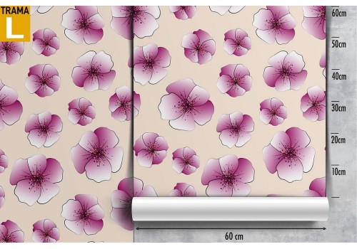 Pink flowers wallpaper modern nature pattern. 2