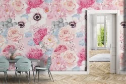 Carta da Parati fiori rosa pattern natura.