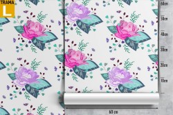 Carta da Parati fiori rosa stilizzati natura pattern.