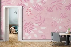 Wallpaper pink stylized flowers nature pattern.