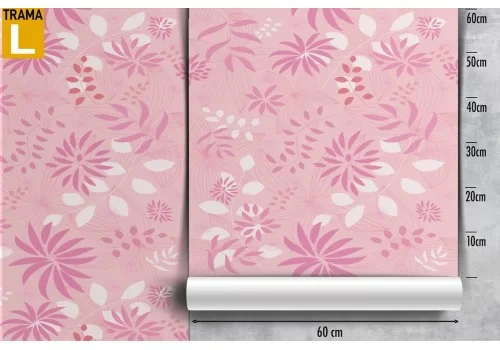 Carta da Parati fiori rosa stilizzati natura pattern. 2