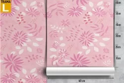 Carta da Parati fiori rosa stilizzati natura pattern.