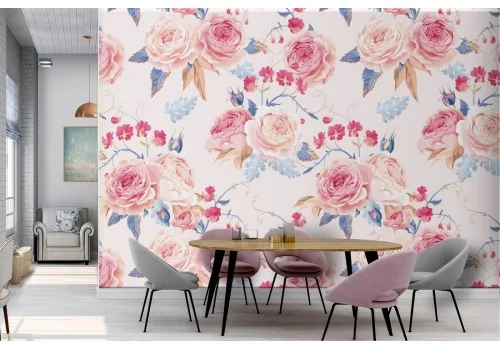 Vintage pink flowers nature pattern wallpaper.322