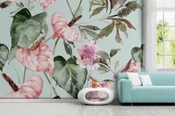 Vintage pink flowers nature wallpaper.