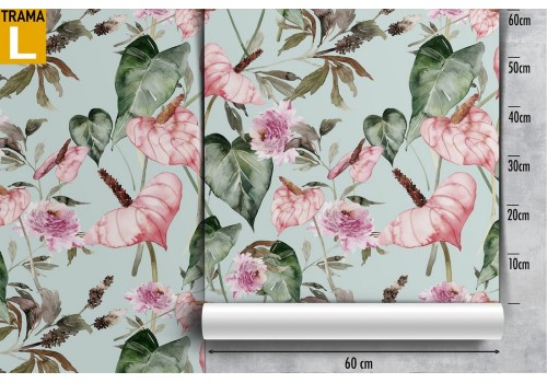 Carta da Parati fiori rosa vintage natura. 2