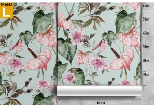 Carta da Parati fiori rosa vintage natura. 2