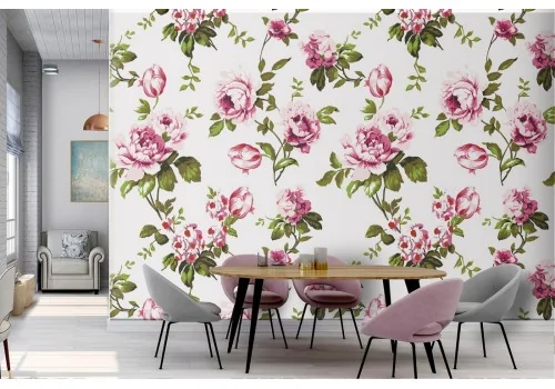 Vintage pink flowers wallpaper nature pattern.325