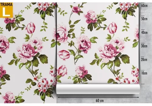 Carta da Parati fiori rosa vintage pattern natura. 2