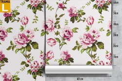 Carta da Parati fiori rosa vintage pattern natura.