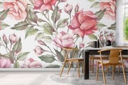 Carta da Parati fiori rosa vintage pattern natura.