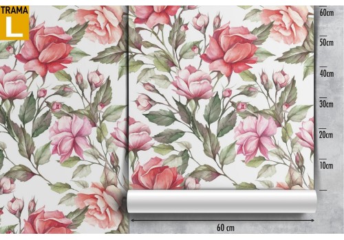 Carta da Parati fiori rosa vintage pattern natura. 2