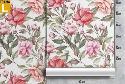 Carta da Parati fiori rosa vintage pattern natura.