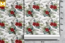 Carta da Parati Fiori Foglie Natura Tropicale