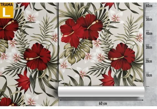 Red flowers and tropical leaves nature wallpaper. 2