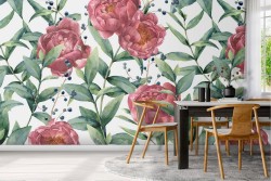 Carta da Parati fiori rossi natura pattern.