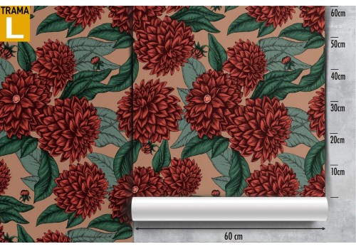 Red flowers vintage pattern nature wallpaper. 2