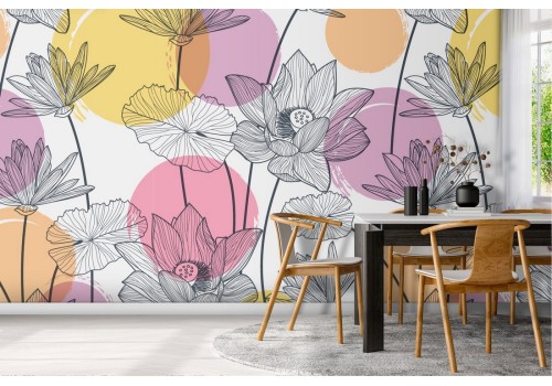 Wallpaper with stylized flowers nature modern design.
