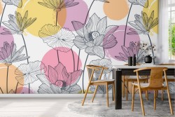 Wallpaper with stylized flowers nature modern design.