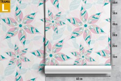 Wallpaper with modern nature pattern of stylized flowers.