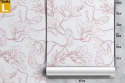 Carta da Parati fiori stilizzati natura moderna rosa.