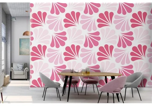 Modern nature stylized flowers wallpaper in pink.340