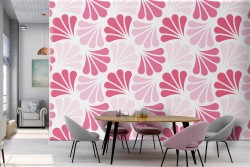 Modern pink wallpaper with stylized floral nature.