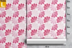 Modern pink wallpaper with stylized floral nature.