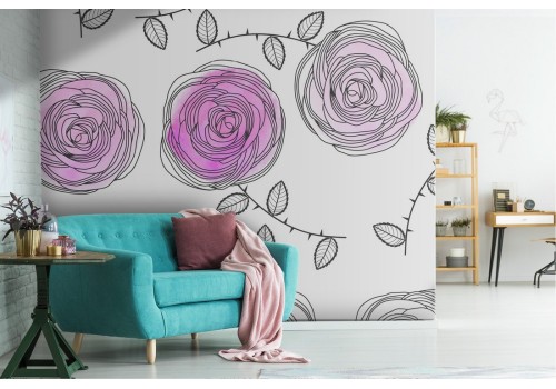 Modern nature stylized flowers wallpaper.