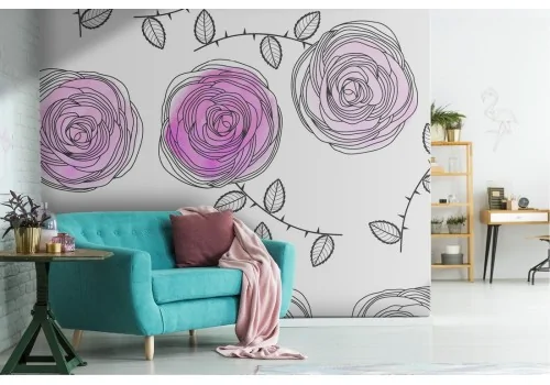 Modern nature stylized flowers wallpaper.341