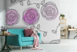 Modern nature stylized flowers wallpaper.