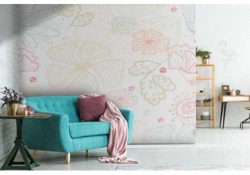 Modern nature stylized flowers wallpaper.