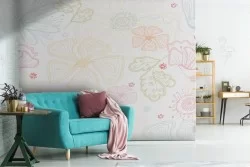 Modern nature stylized flowers wallpaper.