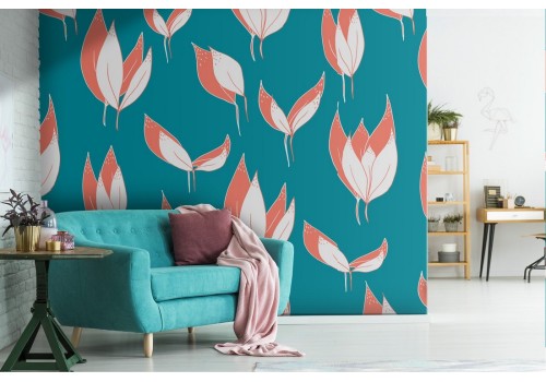 Modern nature stylized flowers wallpaper.