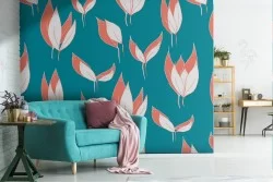 Modern nature stylized flowers wallpaper.