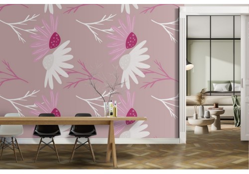 Modern nature stylized flowers wallpaper.