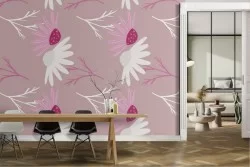 Modern nature stylized flowers wallpaper.