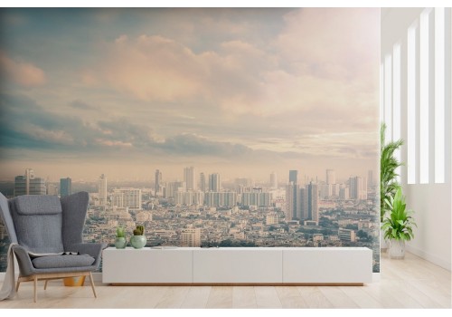 Wallpaper city skyline skyscrapers metropolis