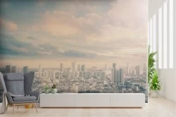 Wallpaper city skyline skyscrapers metropolis