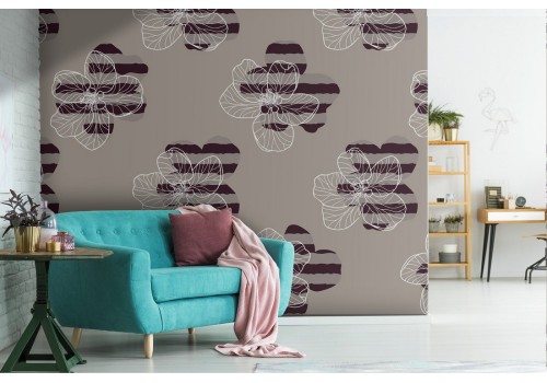 Modern nature stylized flowers wallpaper.