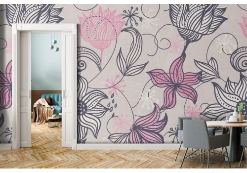 Modern nature stylized flowers wallpaper.347